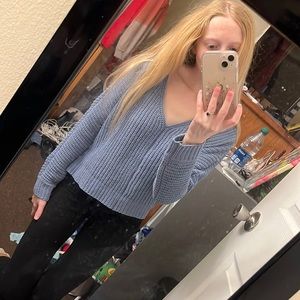 blue cropped sweater, never worn/new without tags